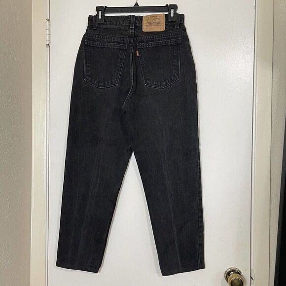 Vintage Levi's Orange tab tapered High waist black jeans 90s SZ 10short 15921 - Picture 6 of 7
